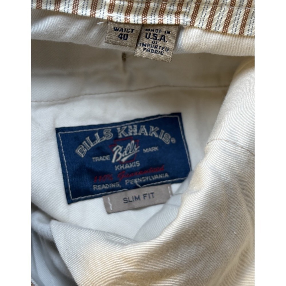 Bills Khakis Slim Fit Pants Mens 40 Beige Cotton Chino Dress Casual USA - Picture 5 of 9